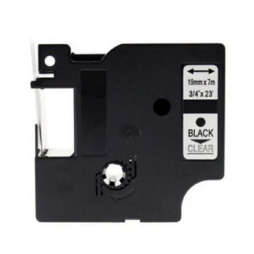 Utángyártott DYMO D1 45800 19mm x 7m átlátszó-fekete S0720820 White Box