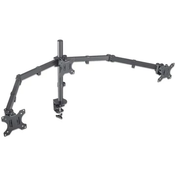Manhattan asztali állvány -  Dupla karos, 3db monitor részére (max.VESA:75x75, 13"-27"-ig, 7kg, fekete)