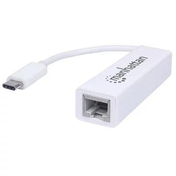 Manhattan Kábel átalakító - Type-C to RJ45 (10 / 100 / 1000, Fehér)