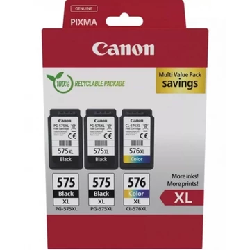 Canon PG-575XLx2 (2x15 ml) + CL-576XL (1x13 ml) + 50 lap GP501 10x15 fényes fotópapír Multipack Canon