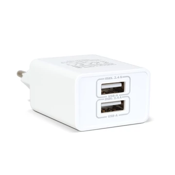 Delight Telefon töltő  - 2db USB, 5V / 2,4A, Fehér