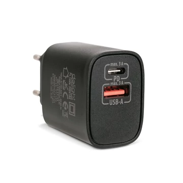 Delight Telefon töltő  - 1db Type-C + 1db USB PD20W gyorstöltéssel, Fekete