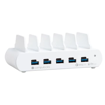 5 PORT USB AND USB-C MULTIPLE TABLET CHARGING STATION UK WHITE