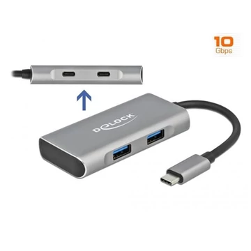 Delock 63260 4-portos USB3.2 Gen 2×1 A USB3.2 Gen 2×1 C hub szürke
