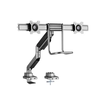 Equip Monitor Asztali konzol - 650161 (17"-32", 2 monitor, dönthető, forgatható, Max.: 2x9kg, fekete / ezüst)