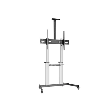 Equip TV állvány - 650631 (60"-100" álló, dönthető, állítható magasság, gurulós, Max.:100kg, fekete / ezüst)