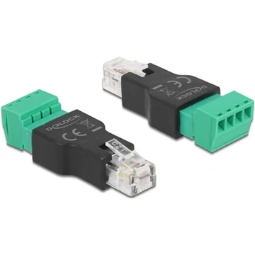 Delock RJ11 / 14 -> Terminal block 4pin M / F adapter fekete