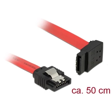 Delock SATA 3 F / F adatkábel 0.5m piros egyenes / 90° fel