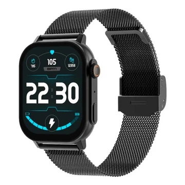 A modern, kültéri fitnesz okosóra Carneo Zephyr Ultra HR+ elegáns fekete színben négyzet alakú SUPER AMOLED színes kijelzővel rendelkezik, amelyet edzett, ásványi üveg véd. Méri a pulzusszámot, a stresszt, a BMI-t, a megtett távolságot, nyomon követi az e