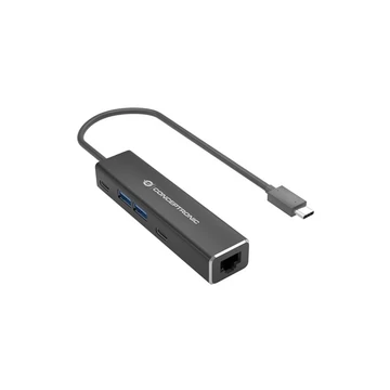 Conceptronic Kábel - ABBY14B (USB-C to RJ-45, 2xUSB-A + 2xUSB-C, 2,5 Gbit, szürke)