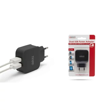Adapter Delight EU plug 2x USB Fekete