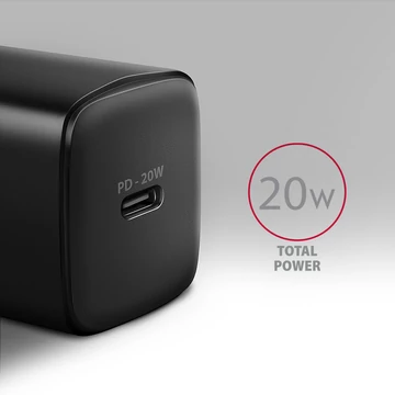 Hálózati töltő AXAGON ACU-PD20 PD3.0 & QC4+ 20W Fekete