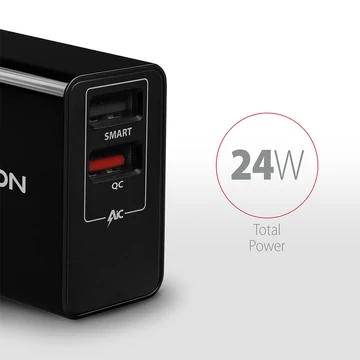 Hálózati töltő Axagon ACU-QC19, 1x USB-A, QC3.0/AFC/FCP/Smart 5V / 1,3A, 19W - fekete