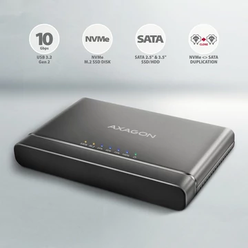 SSD ház AXAGON ADSA-CC USB-C 10Gbps M.2 NVMe + SATA SSD/HDD adapter