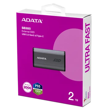 ADATA SSD Külső USB 3.2 2TB SE880 Elite, Szürke