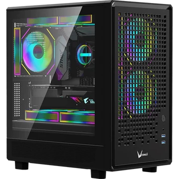 Formula Számítógépház - Air Mesh G2 Black (fekete, ablakos, 3x12cm venti, mATX, 2xUSB3.0)