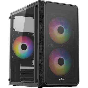 Formula Számítógépház - Air Mesh G4 Black (fekete, ablakos, 1x12cm venti, mATX, 1xUSB3.0, 1xUSB2.0)