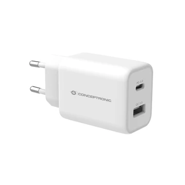 Conceptronic telefon töltő adapter - ALTHEA11W (USB-C + USB-A, 33W, fehér)