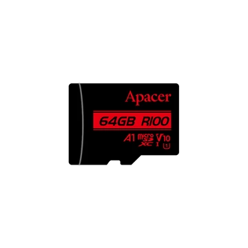 Apacer MicroSD kártya - 64GB microSDXC UHS-I Class10 V10 A1 (R / W: 100 / 10 MB / s) + adapter
