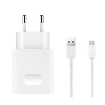 HUAWEI hálózati töltő USB aljzat (5V / 2000mA, 10W, gyorstöltés támogatás + Type-C kábel) FEHÉR (AP81 / HW-050450E00)