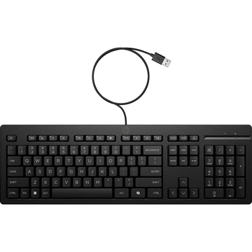 HP 125 vezetékes billentyűzet HU, Kábelhossz	180 cm; 	Vezetékes USB Type-A; 1 év gar,Kompatibilis operációs rendszerek	Windows 11; Windows 10, fekete