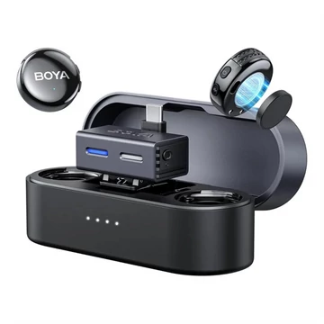 BOYA Mikrofon - BOYALINK 3-02 (Vezeték nélküli, zajszűrés, fekete, USB-C, 3,5mm)
