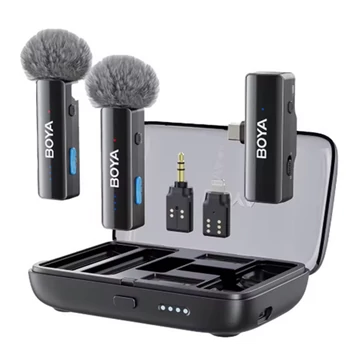 BOYA Mikrofon - BOYALINK V2.0 (Vezeték nélküli, zajszűrés, fekete, Lightning, USB-C)