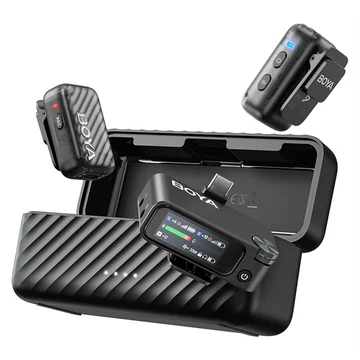 BOYA Mikrofon - BOYAMIC 2-02 (Vezeték nélküli, zajszűrés, fekete, USB-C, 3,5mm)