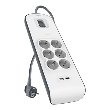 STECKDOSENLEISTE MIT UEBERSPANN 6-FACH 2X USB-A 2 METER NETZKABE