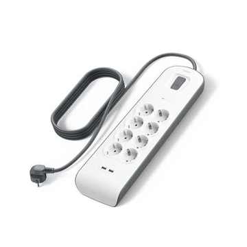 STECKDOSENLEISTE MIT UEBERSPANN 8-FACH 2X USB-A 2 METER NETZKABE