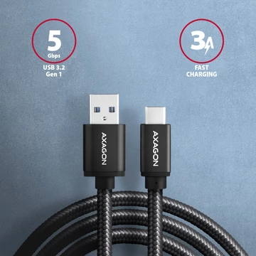Kábel Axagon  BUCM3-AM20AB USB C - USB A 3.2 Gen 1 2 m, fekete
