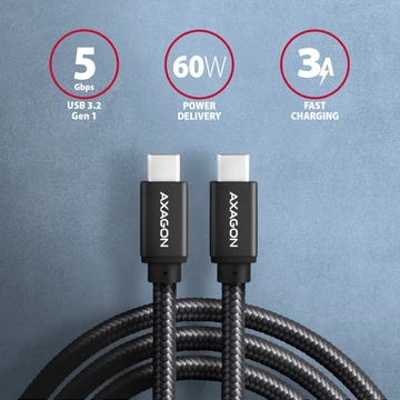 Kábel Axagon  BUCM3-CM30AB USB C - USB C 3 m, fekete