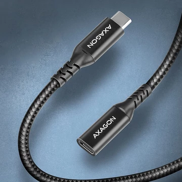 Kábel Axagon  BUCM32-CF05AB  USB C hosszabbító, 20GBPS, 240W, 50cm, fonott, fekete