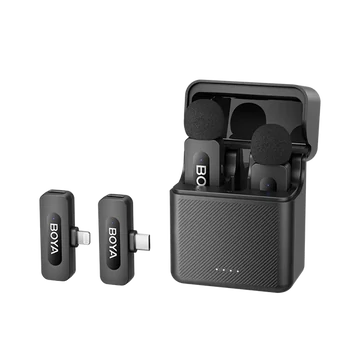 BOYA Mikrofon - BY-V3 Combo (Vezeték nélküli, fekete, 2TX + 2RX, Lightning, USB-C)