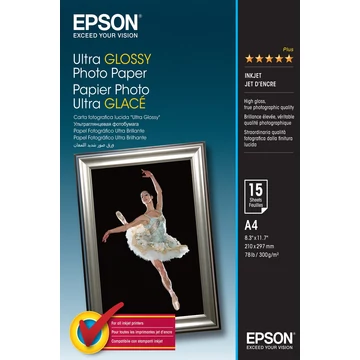 Epson ultra fényes fotópapír (A4, 15 lap, 300g) Epson