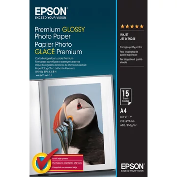 Epson prémium fényes fotópapír (A4, 15 lap, 255g) Epson