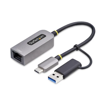 USB-C TO ETHERNET ADAPTER WITH USB-A DONGLE 6IN/15CM CABLE