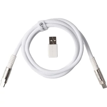 Keychron Double-Sleeved Geek 8K USB-C -> USB-C M / M adatkábel 1m fehér +USB-A adapter