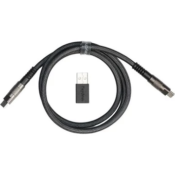 Keychron Double-Sleeved Geek 8K USB-C -> USB-C M / M adatkábel 1m fekete + USB-A / C adapter