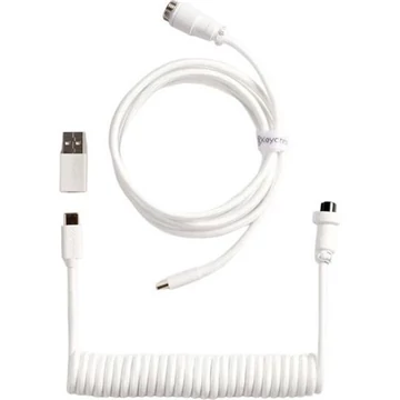 Keychron Coiled Aviator 8K USB-C -> 5-Pin (GX12) M / F adatkábel 1.7m fehér +A-C típusú adapter