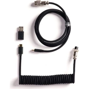 Keychron Coiled Aviator 8K USB-C -> 5-Pin (GX12) M / F adatkábel 1.7m fekete +A-C típusú adapter