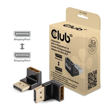 Club 3D Átalakító - CAC-1008 (90° DisplayPort  1.4,  M / F, 4K120Hz, univerzális)