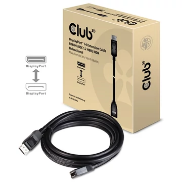Club 3D Kábel - CAC-1023 (DisplayPort 1.4, 8K60Hz, DSC 1.2, HBR3, HDR, 3m, Bidirectionális, M / F)