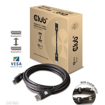 Club 3D Kábel - CAC-1060 (DisplayPort 1.4, 8K, 32.4Gbps, HBR3 8K, 28AWG, M / M, 3m)
