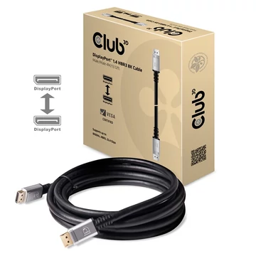 Club 3D Kábel - CAC-1069 (DisplayPort 1.4 HBR3 8K @60Hz, 32.4Gbps, 4m, 24AWG, DSC 1.2, VESA, M / M)