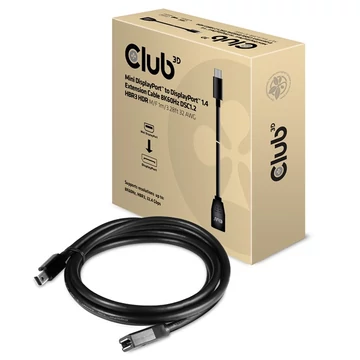 Club 3D Kábel - CAC-1121 (Mini DisplayPort 1.4 to DisplayPort 8K60Hz, 1m, DSC1.2, HBR3, HDR, M / F, Bidirectional)