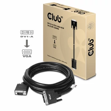 Club 3D Kábel - CAC-1243 (DVI-A to VGA M / M, 3 m, 28AWG, 1600x1200 60Hz)