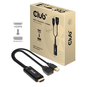 Club 3D Átalakító - CAC-1331 (HDMI 2.0 to DisplayPort 1.2 4K60Hz HDR M / F, USB-A táp, 25cm)
