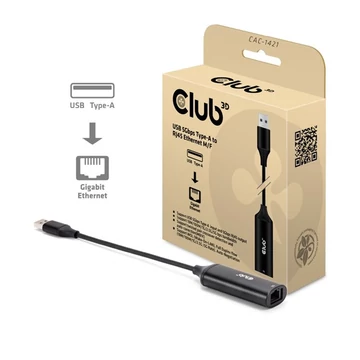 Club 3D Átalakító - CAC-1421 (USB-A to RJ45, 5Gb, M / F)