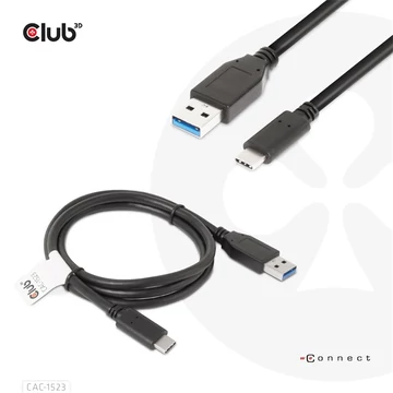 Club 3D Kábel - CAC-1523 (3.1 USB-C Gen 2 to 3.1 USB-A Gen 2, 10Gbps, 60W PD2.0, 1m, Bidirectional, 4K60Hz)